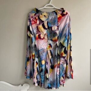 ANTHROPOLOGIE SKIRT PINK LAVENDER BLUE YELLOW ORANGE GREEN WATERCOLOUR PASTELS